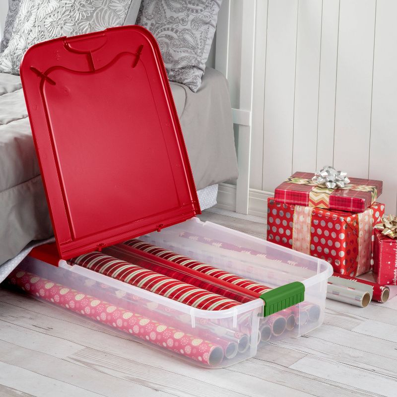 Homz 64 Quart Secured Seal Latch Extra Large Single Clear Stackable Storage Container Tote with Blue Lid for Home, Garage, or Basement (2 Pack)