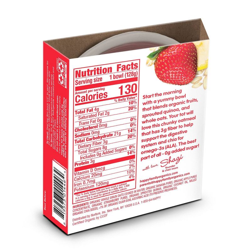 HappyTot Organic Oatmeal & Sprouted Quinoa with Bananas & Strawberries Baby Food - 4.5oz