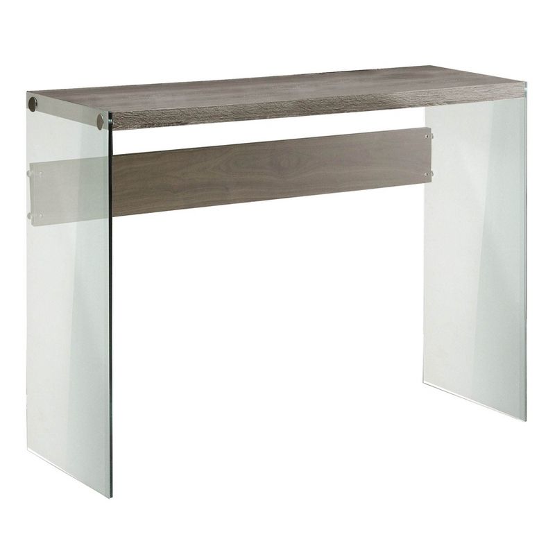 Monarch Specialties Contemporary Tempered Glass Accent Console Table, Dark Taupe