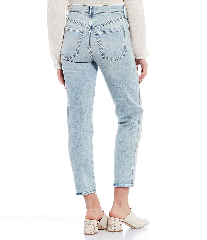7 for all mankind High Waist Scalloped Side Seam Straight Leg Jeans
