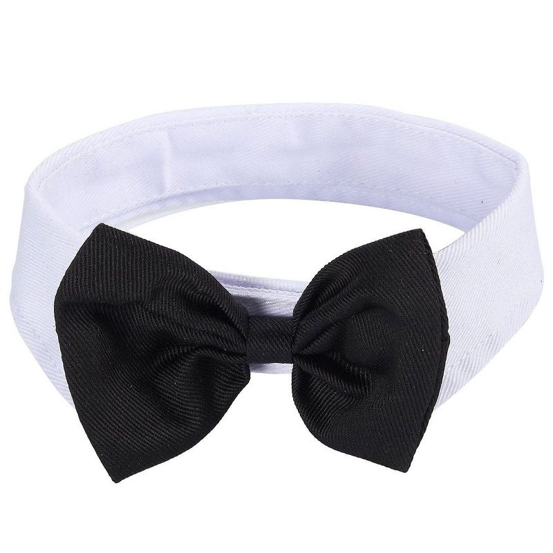 Dog Bow Tie Collar Formal Wedding Tuxedo Necktie For Small And Medium Puppy Cat, Dog Grooming Accessories, Black And White, 15.35 Inches In Girth
