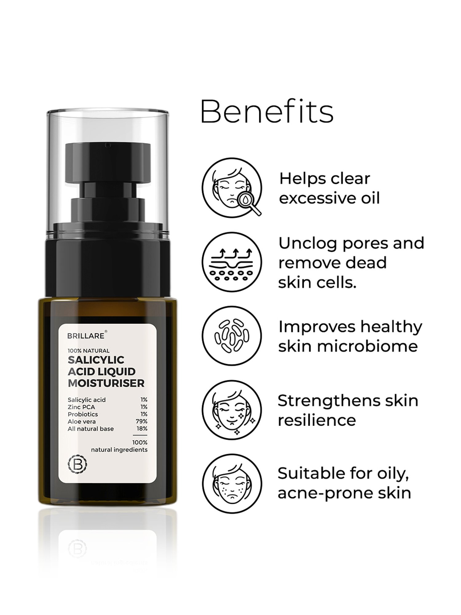 Brillare 100% Natural Salicylic Acid Liquid Moisturiser - 30 ml