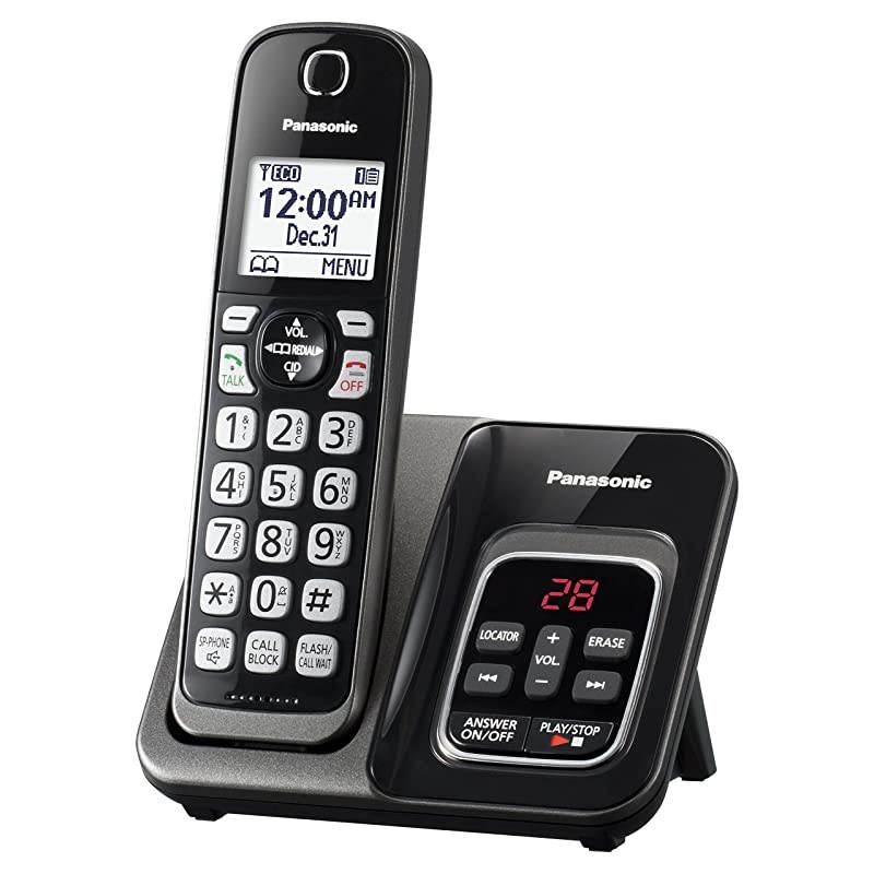 Expandable Cordless Phone System with Call Block and Answering Machine 1 Cordless Handsets KXTGD530M Metallic Black
