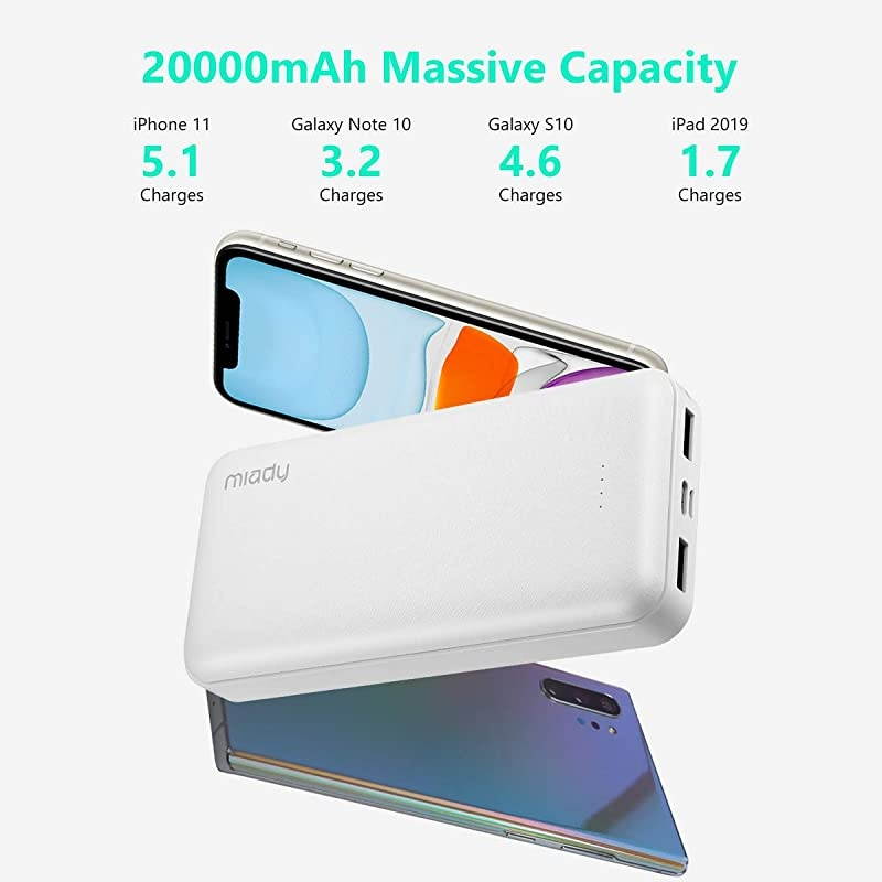 2Pack  20000mAh Portable Charger Power Bank Dual USB Output and USBC Input Fast Charging Battery Pack Charger for iPhone X Galaxy S9 Pixel 3 and etc