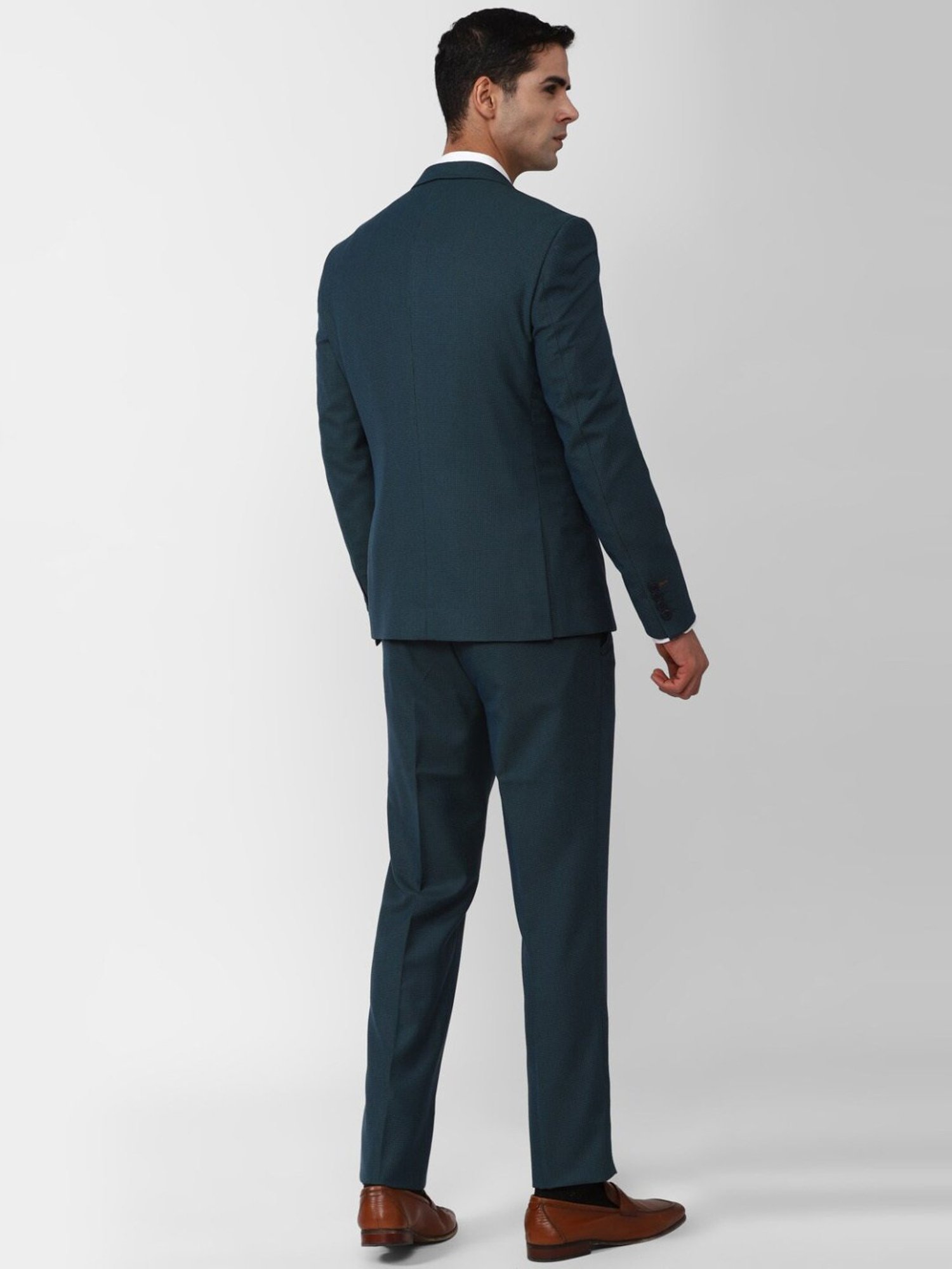 Van Heusen Navy Skinny Fit Checks Three Piece Suit