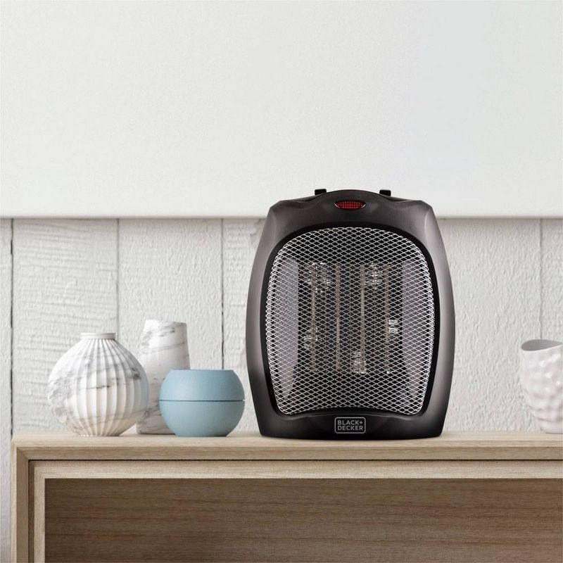 Pelonis HF-0063 1500-Watt 2-Setting Portable Oscillating Small Room Digital Fan and Personal Space Heater, Black