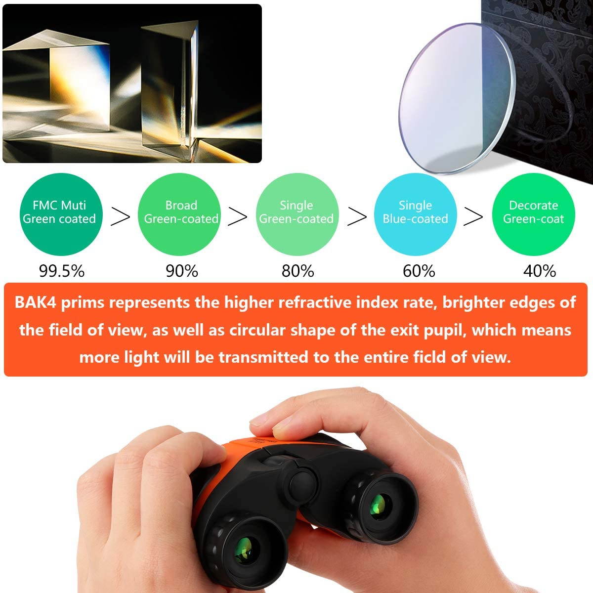 Binoculars for Kids Outdoor Toys for 4-8 Year Old Boys Compact Kids Binoculars Gifts for Girl Age 5-9 Birthday Present for Kids 8x21 Orange