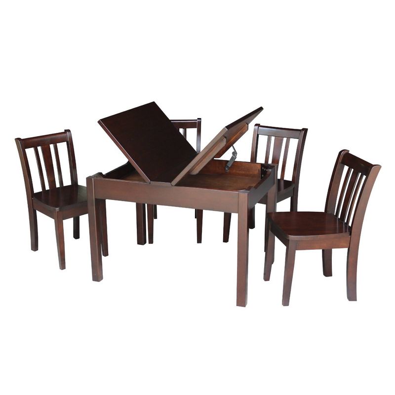 Kids' Storage Table with 4 San Remo Juvenile Chairs Rich Mocha - International Concepts