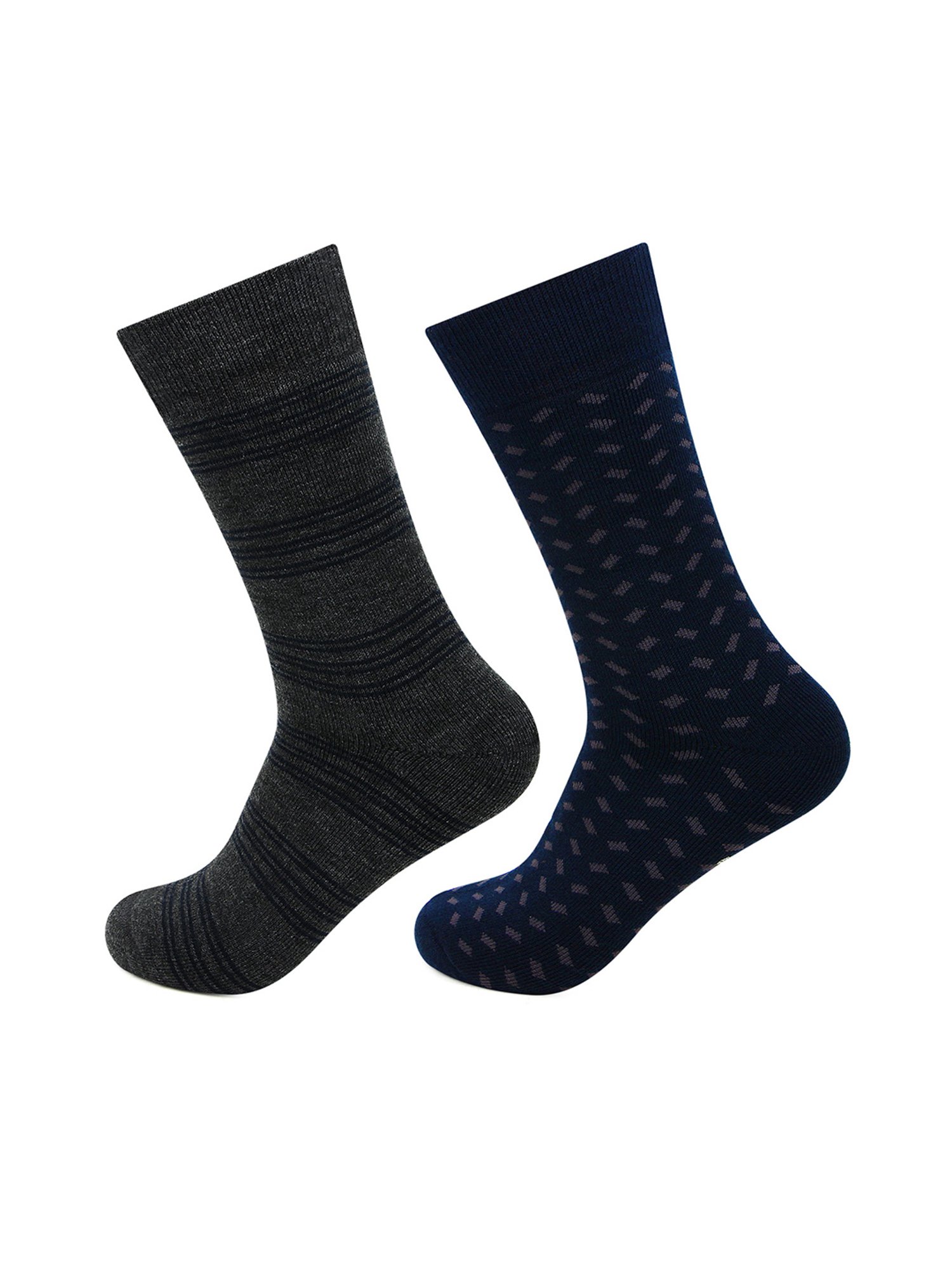 Bonjour Navy and Dark Grey Socks (Pack Of 2)