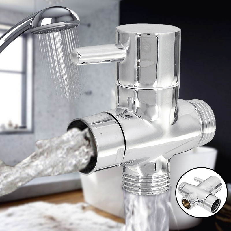 Brass 3 ways T-adapter Diverter Valve Water Pipe Switching Valve Faucet Accessory