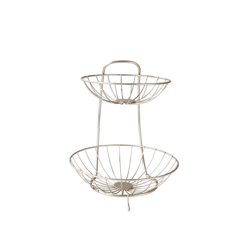 Spectrum Bloom Arched 2-Tier Steel Fruit Server - Satin Nickel