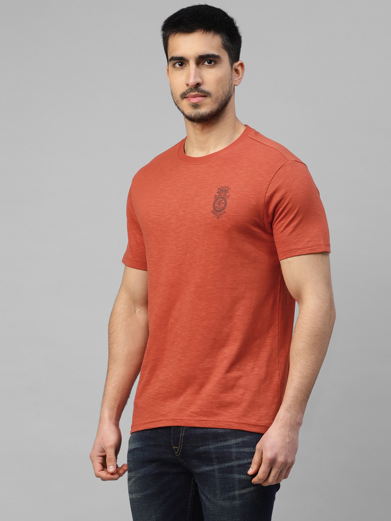 Royal Enfield MOTOR BICYCLE Brick Red Regular Fit Printed Crew T-Shirt