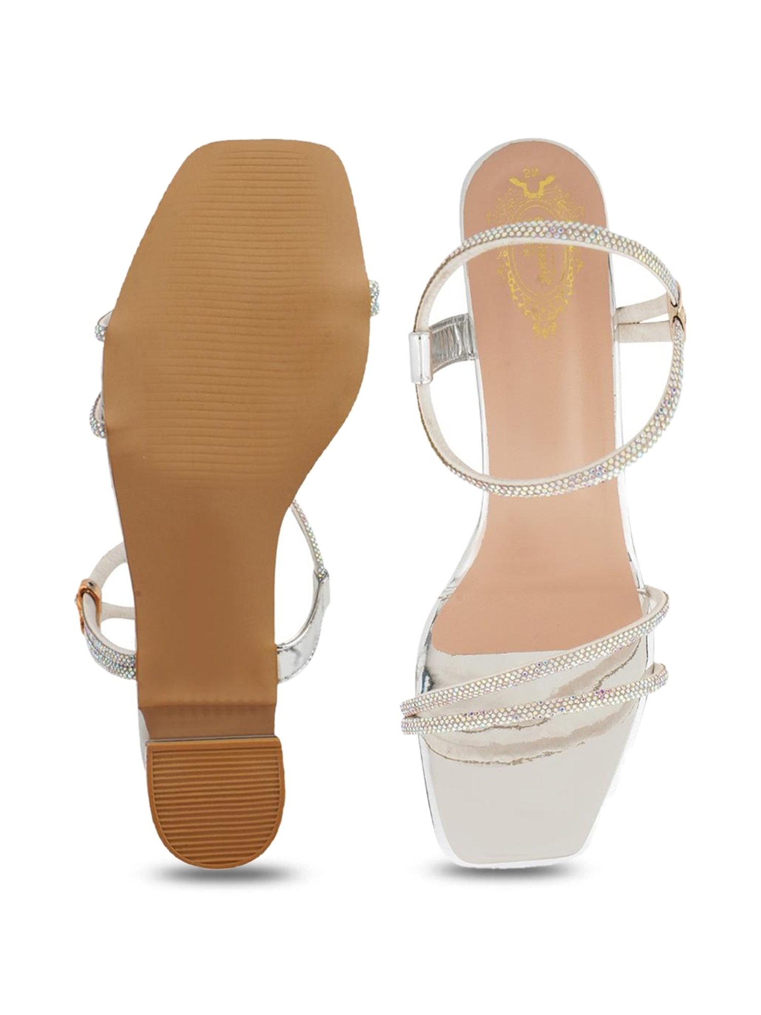 Shoetopia Women's Silver Ankle Strap Sandals