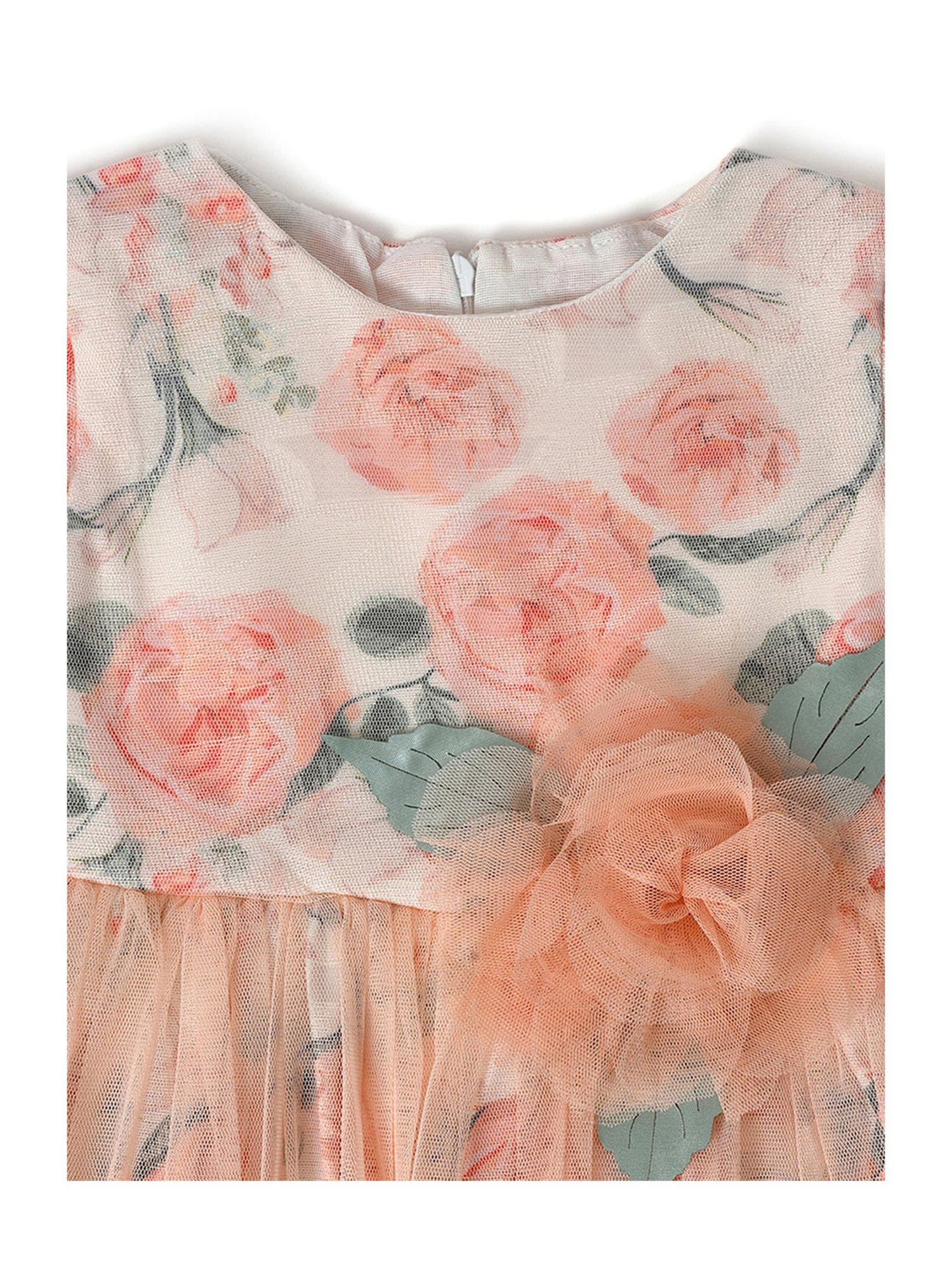 MiArcus Kids Peach Floral Print Dress