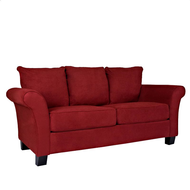 Randy Rolled Arm Sofa Microfiber Red - Handy Living