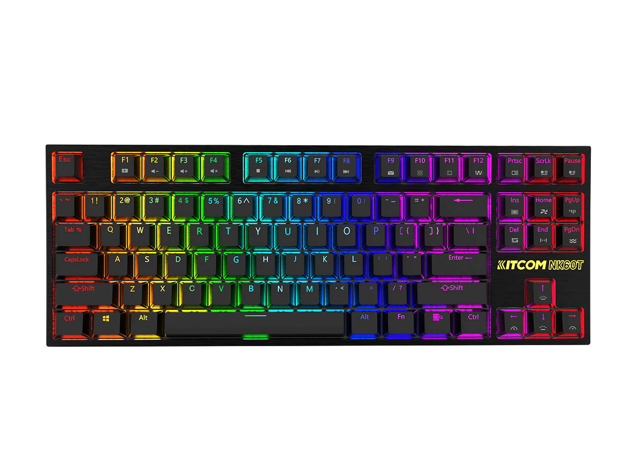 TKL RGB Mechanical Gaming Keyboard KITCOM NK60T Linear/Quiet-Red Switch Fast Actuation Compact 87 Keys Tenkeyless Detachable USB Type-C NKRO Computer Laptop Wired Keyboard for Windows PC/MAC Gamers