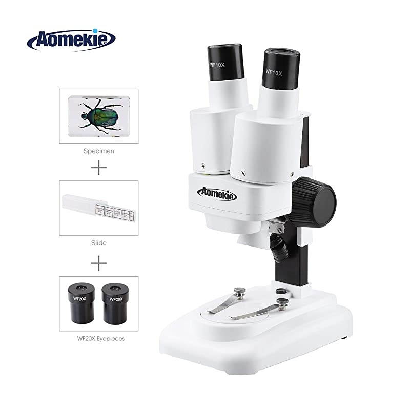 Stereo Microscope 2040X Microscopes for Kids Students with WF20x WF10x Eyepieces Insect Specimen 10 Slide Slides LED Light Source