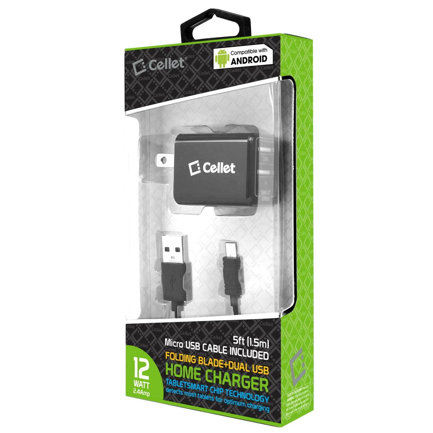 Cellet MicroUSB Travel Charger (2400MAH) - Black