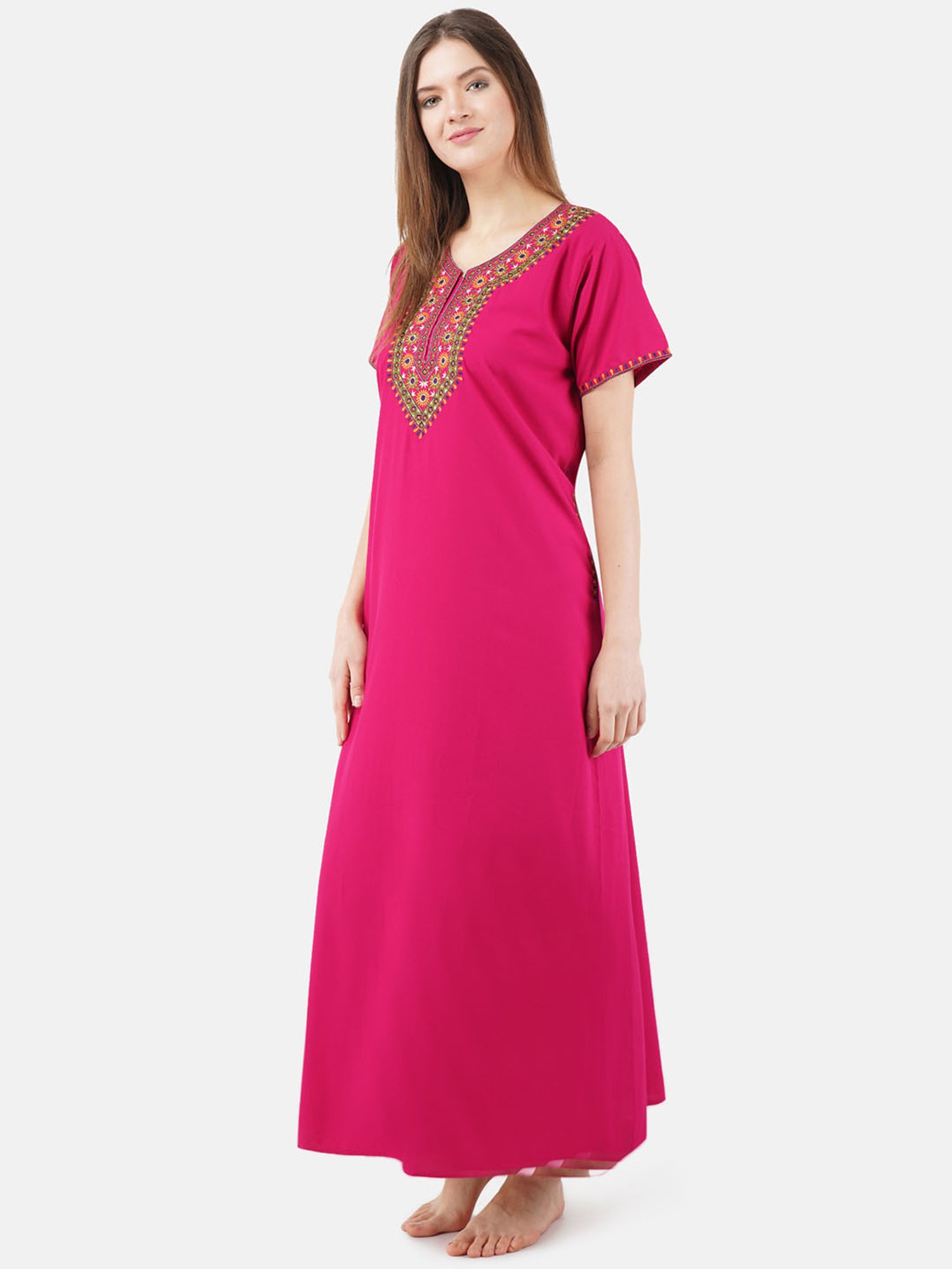 KOI SLEEPWEAR Dark Pink Embroidered Nighty