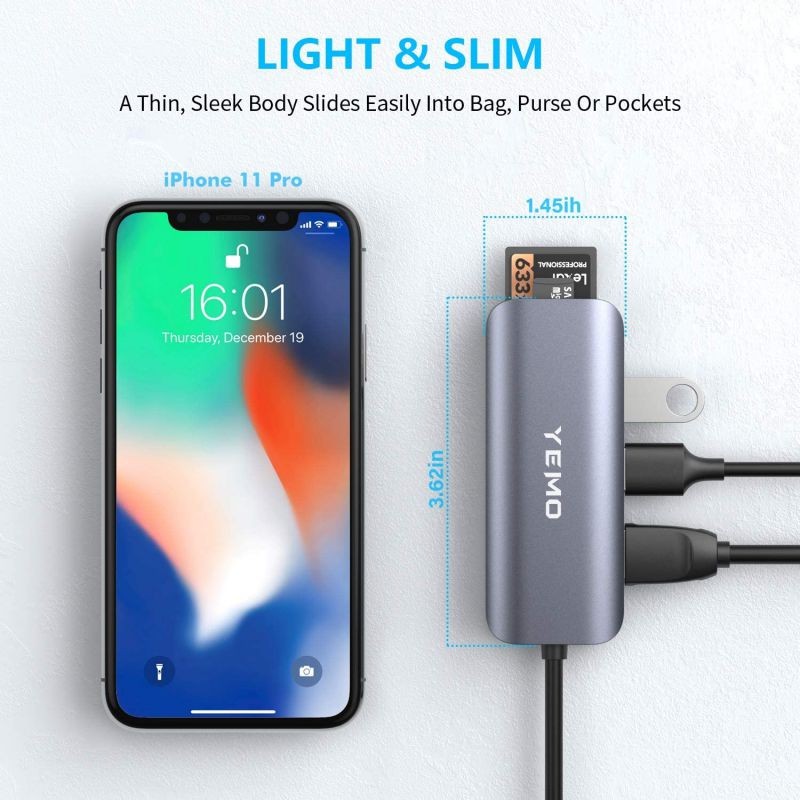 USB C Hub,6-in-1 USB C Multiport Adapter Hub with 4K HDMI, SD/TF Card Port, 2 USB 3.0 Port, Portable Type C Hub USB C Dongle for MacBook/Pro/Air 2016/2017/2018 and More USB C Device