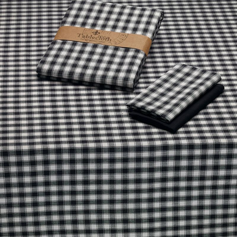 Black French Check Tablecloth (52"X52") - Design Imports