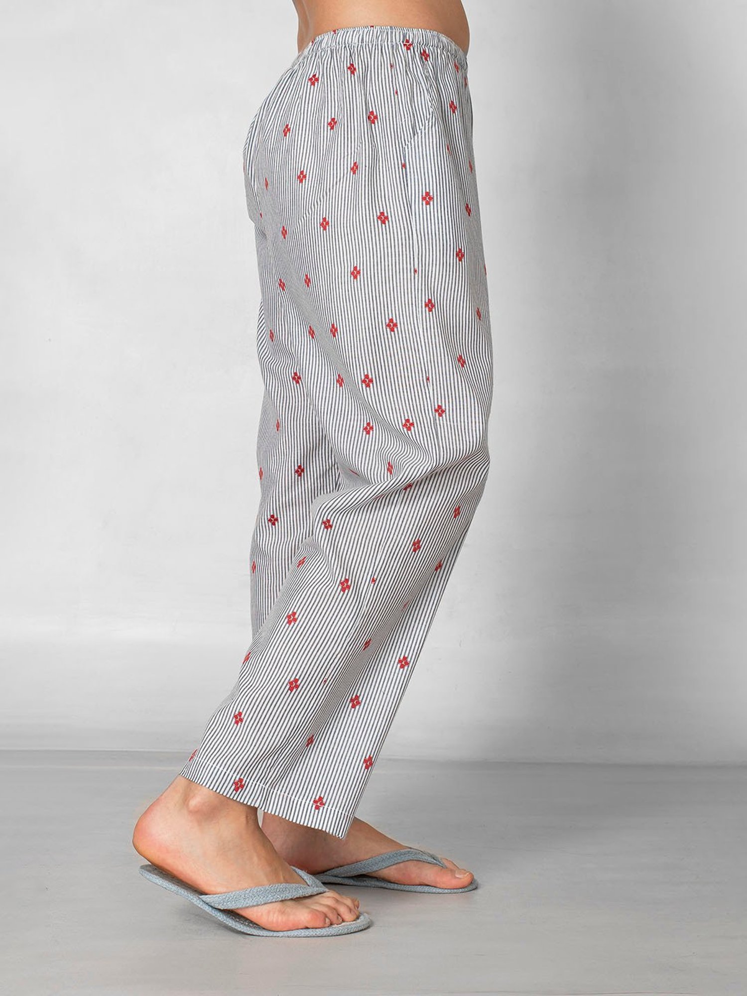 The Calm Collective Grey Striped Pyjamas