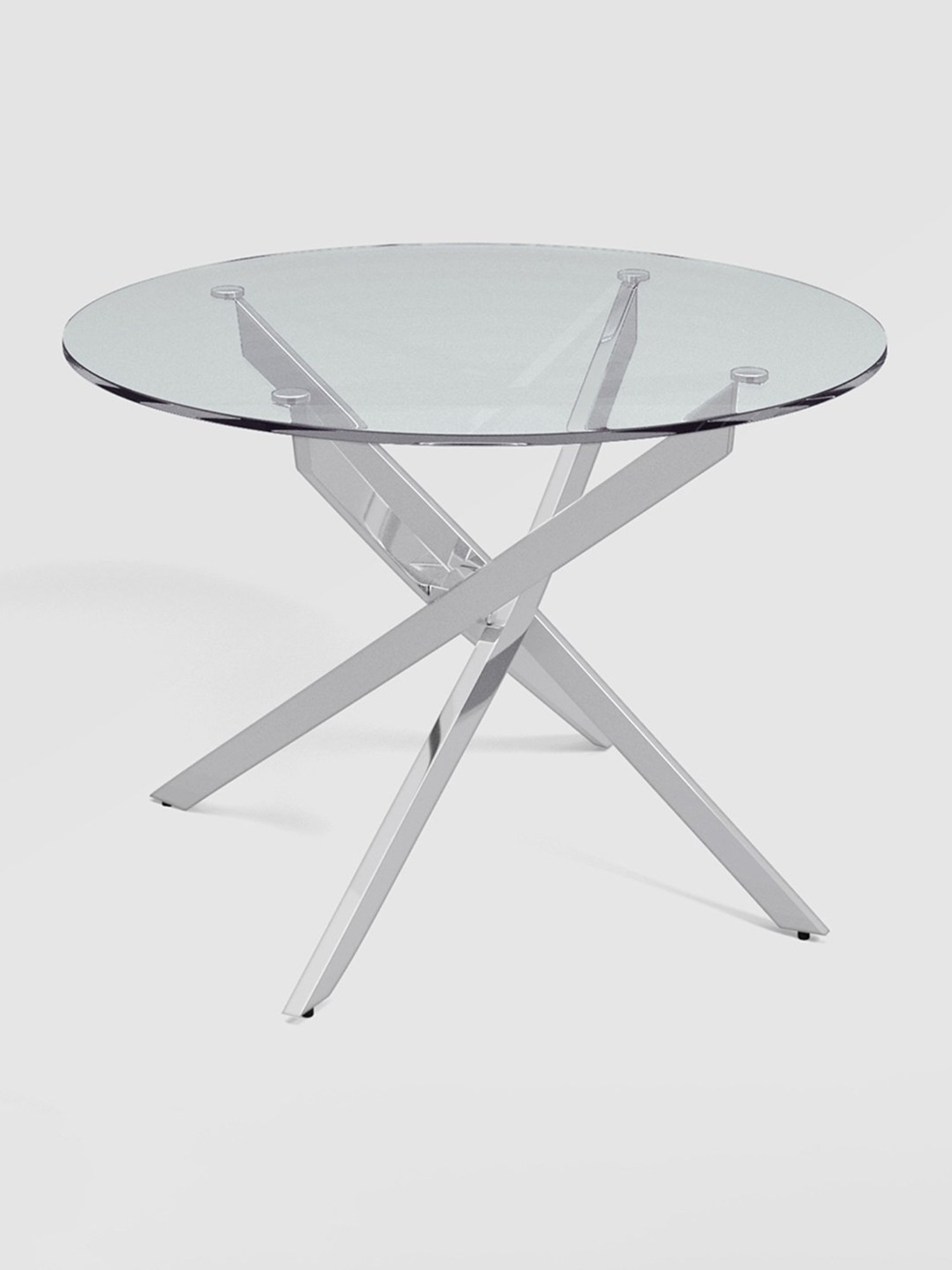Godrej Interio Astral Silver Tempered Glass 4 Seater Circular Dining Table