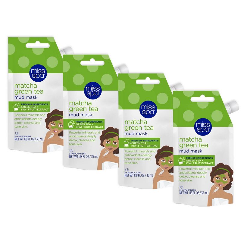 Miss Spa Matcha Green Tea Mud Mask - 4pk/1.18 fl oz