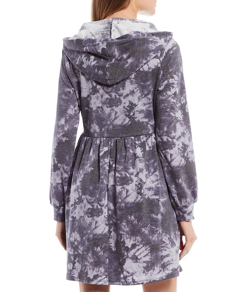 City Vibe Long-Sleeve Tie-Dye Hooded Knit Dress & Matching Face Mask Set