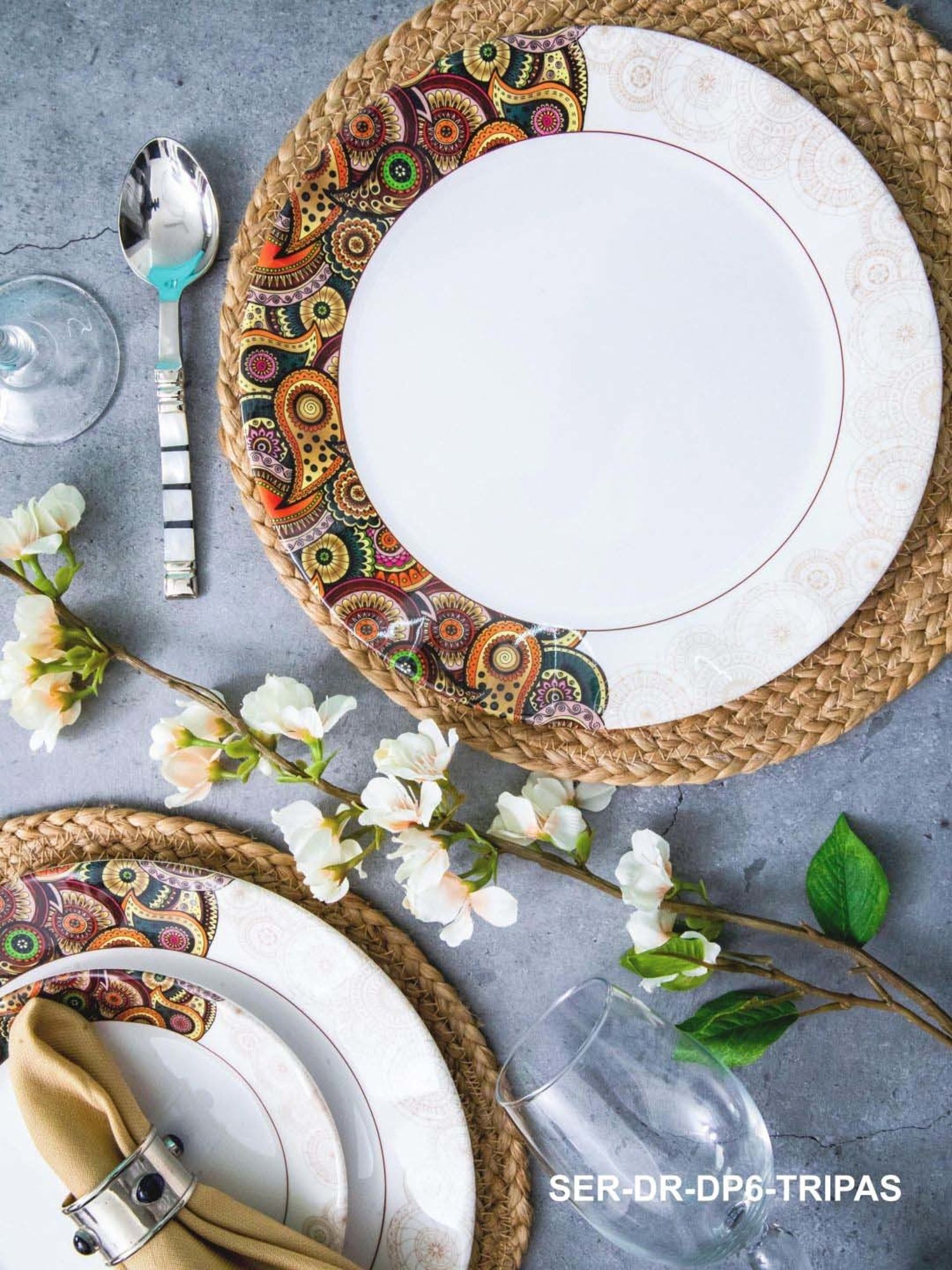 Servewell Tribal Pasiley Multicolor Melamine Dinner Plates  - Set of 6