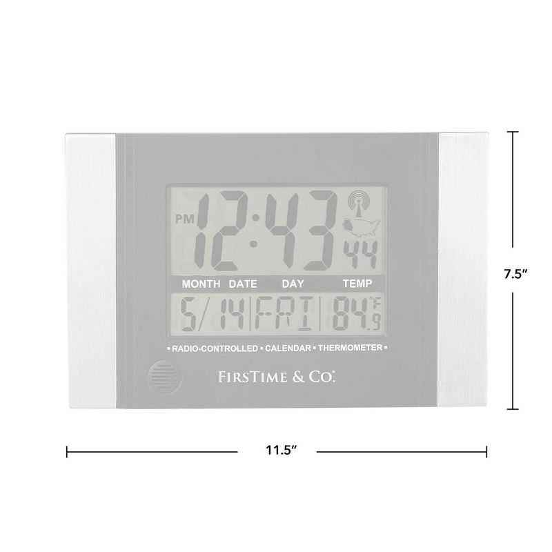 11.5" x 7.5" Executive Digital Clock Black/Gray - FirsTime