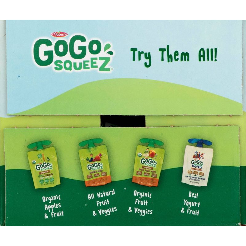 GoGo squeeZ Applesauce, Variety Apple/Banana/Strawberry - 3.2oz/20ct