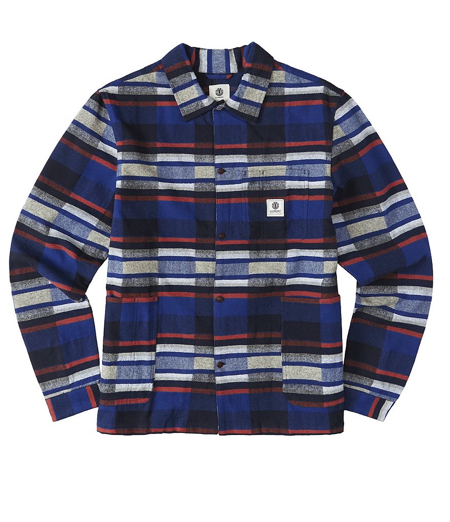 Element Long Sleeve Button Down Americana Multi Plaid Overshirt
