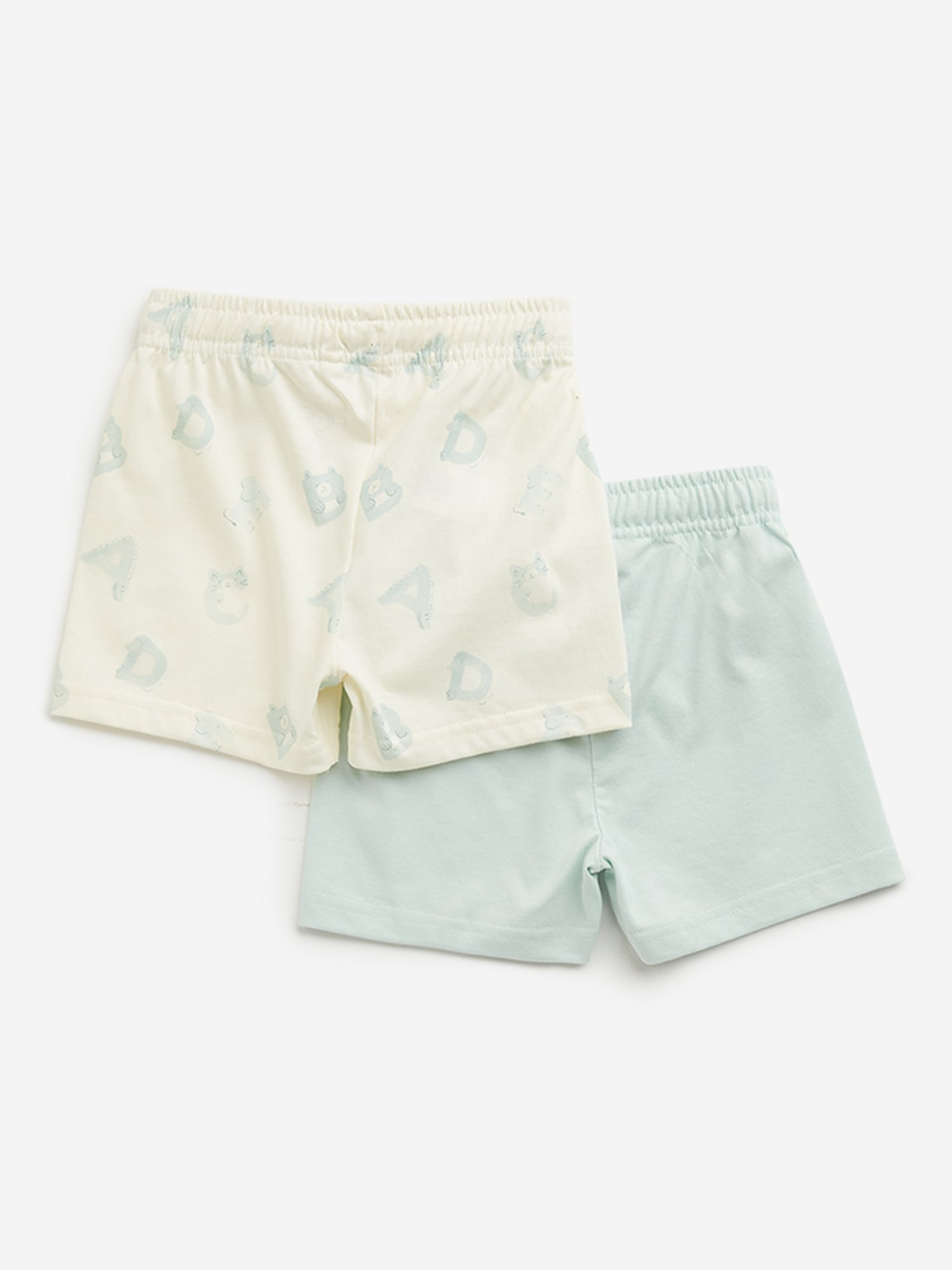 HOP Baby by Westside Light Sage Bear Mid Rise Shorts - Pack of 2