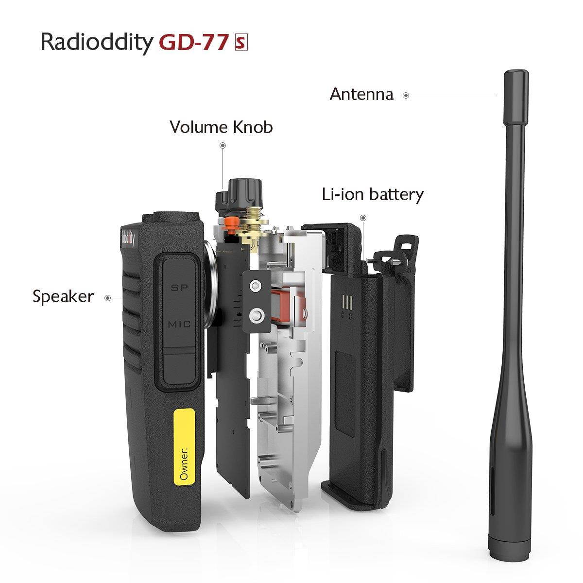 Radioddity GD-77S DMR Dual Band Two Way Radio Digital/Analog VHF/UHF Long Range Handheld Walkie Talkie 1024CH, Voice Prompt, Commercial Use, with Programming Cable, Original Earpiece and 2 Antennas