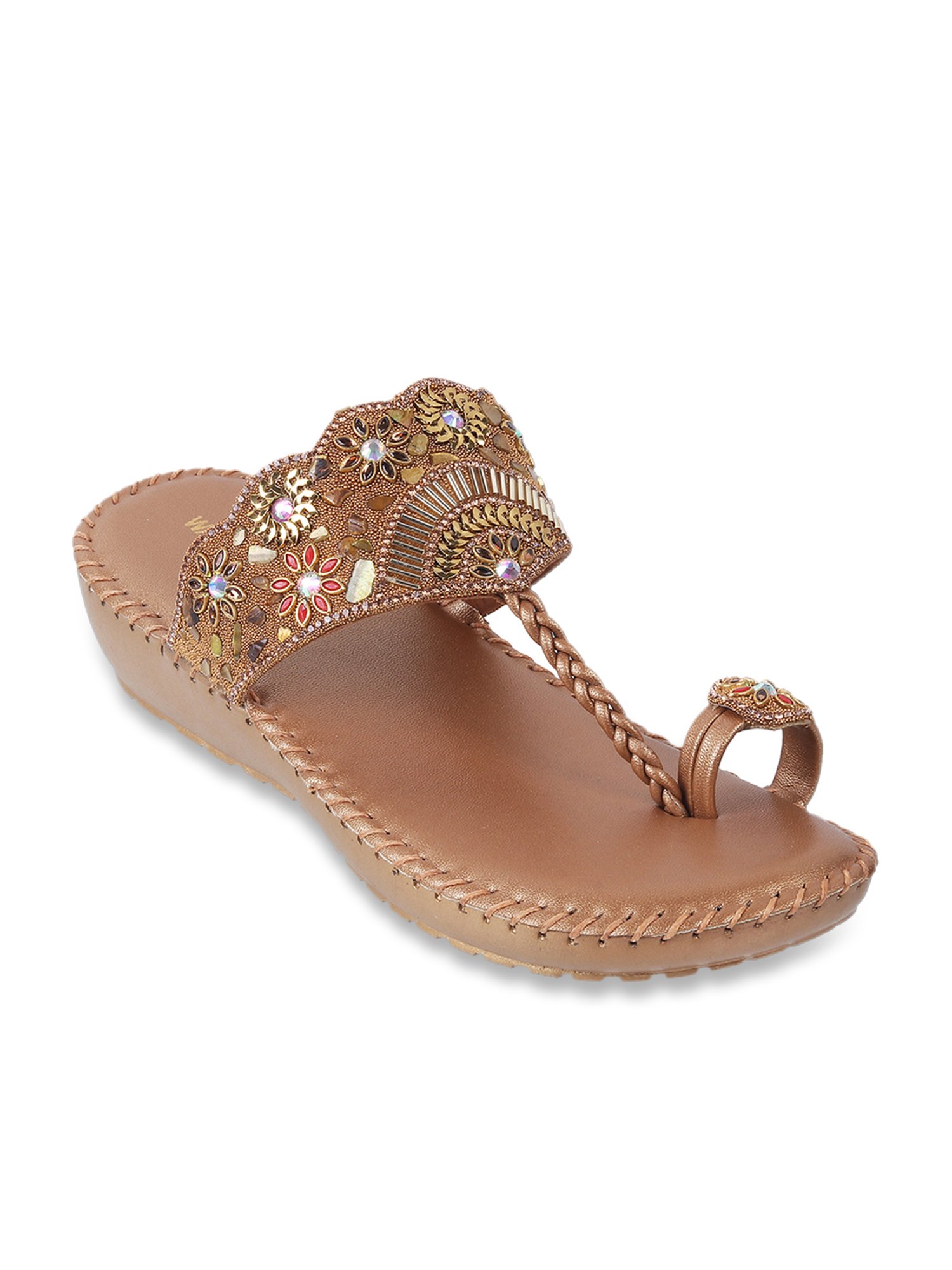 Walkway Women's Antic Gold Toe Ring Wedges