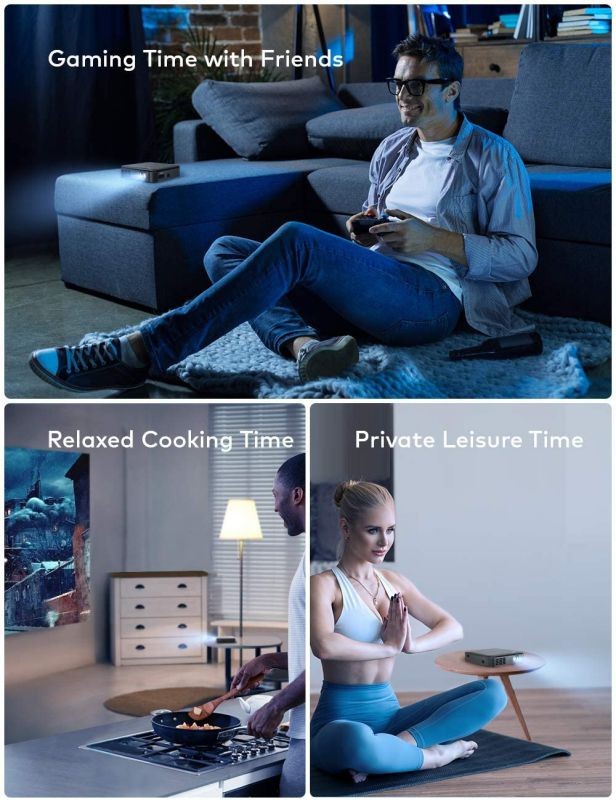 APEMAN M400 Mini Portable Projector, Video DLP Pocket Projector for Home and Outdoor Entertainment Support 1080P HDMI Input Rechargeable Stereo 360&deg; Speakers Neat Projector with Upgraded Auto Keystone