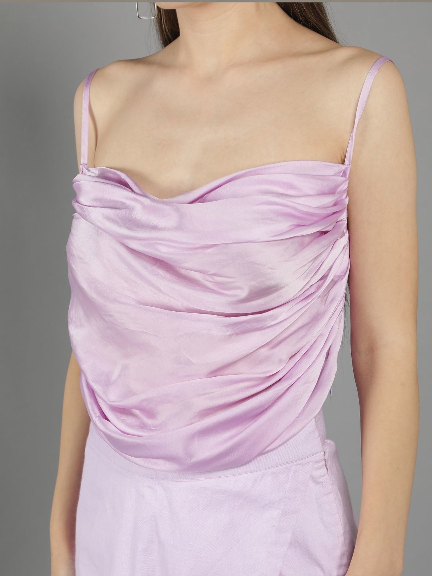 KAORI BY SHREYA AGARWAL Lilac Cotton Crop Top Skort Set With Blazer