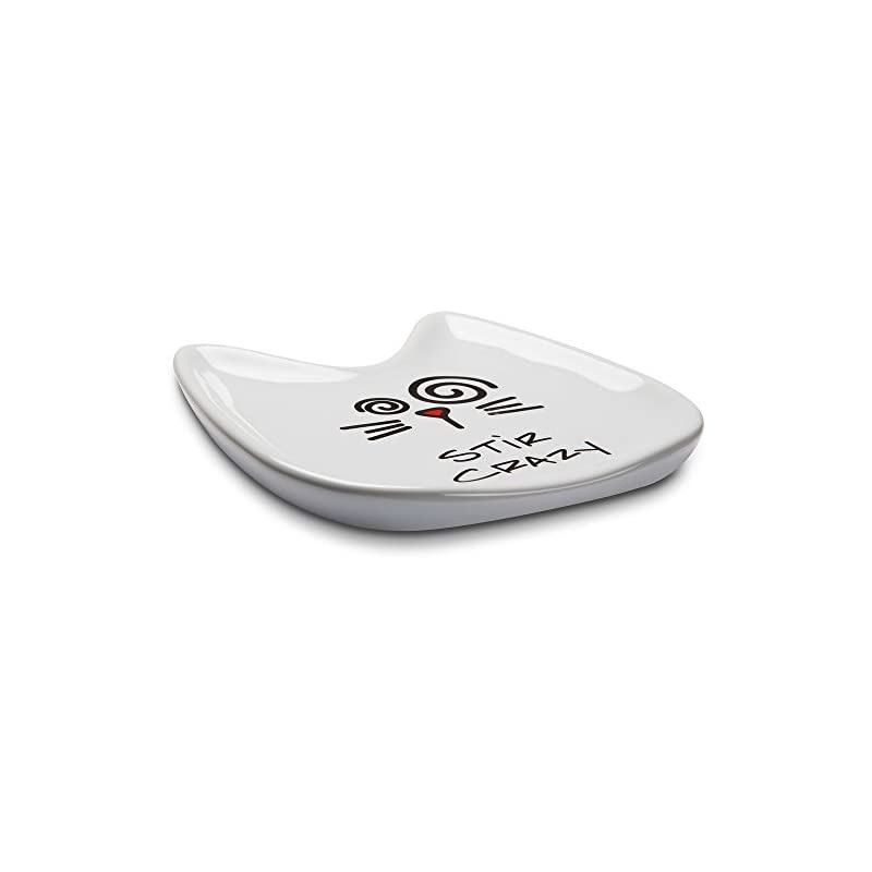 Blobby Cat, Cat Spoon Rest "Stir Crazy", 5", White