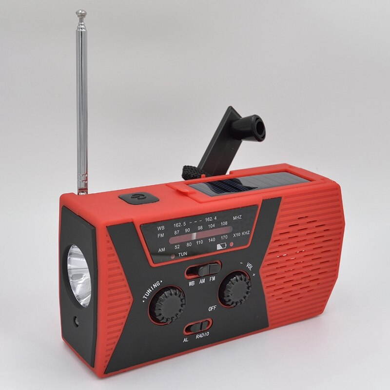 Lejiahong 5 in 1 Outdoor Portable Solar Crank AM FM Radio for Emergency Radio SOS Alarm Flashlight 2000MAh Power Bank and Reading Lamp