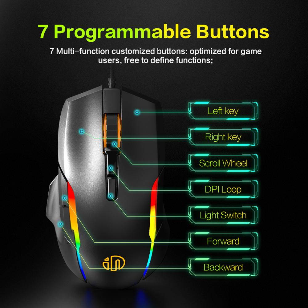 Gaming Mouse 7 Button Adjustable USB Wired Mouse Ergonomic Professional Gaming Mouse GRB 10000DPI Gaming Mice Mause for PC Computer Laptop