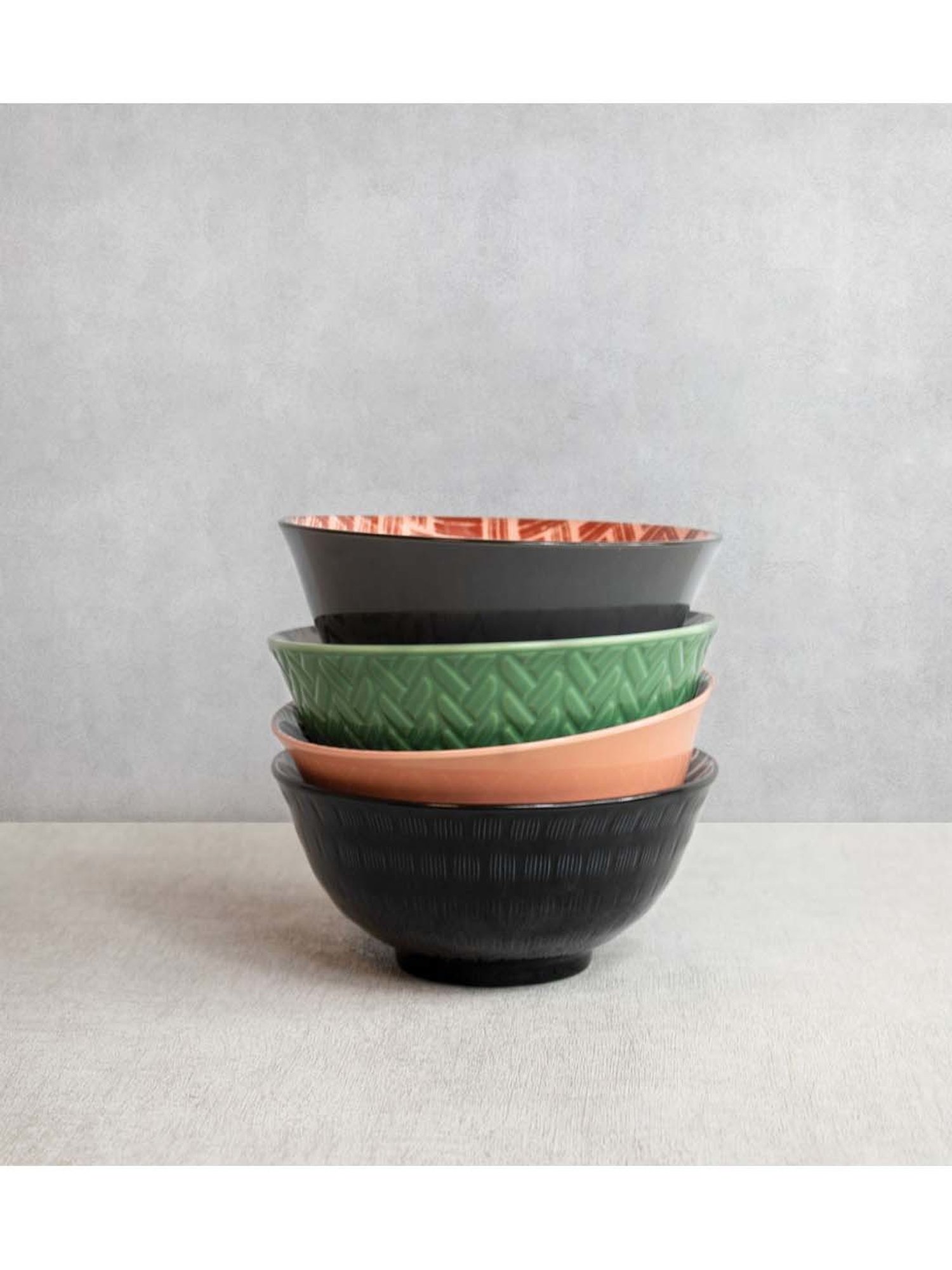 KitchenCraft Life Glazed Multicolor Ceramic 25 cm Bowl - Set of 4