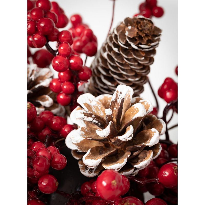 Sullivans Pinecone & Berry Artificial Half Orb Decorative Filler 4"H Red