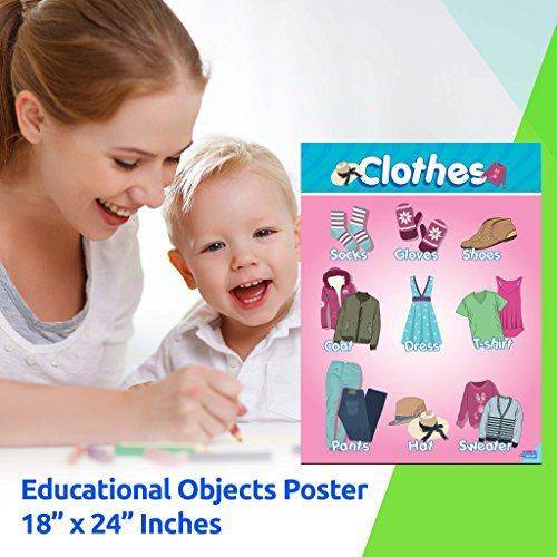 Educational Preschool Posters for Toddlers and Kids Perfect for Children Preschool & Kindergarten Classrooms Teach Body Parts, Family, Food, Fruits, Manners, Clothing, Vegetables and More!
