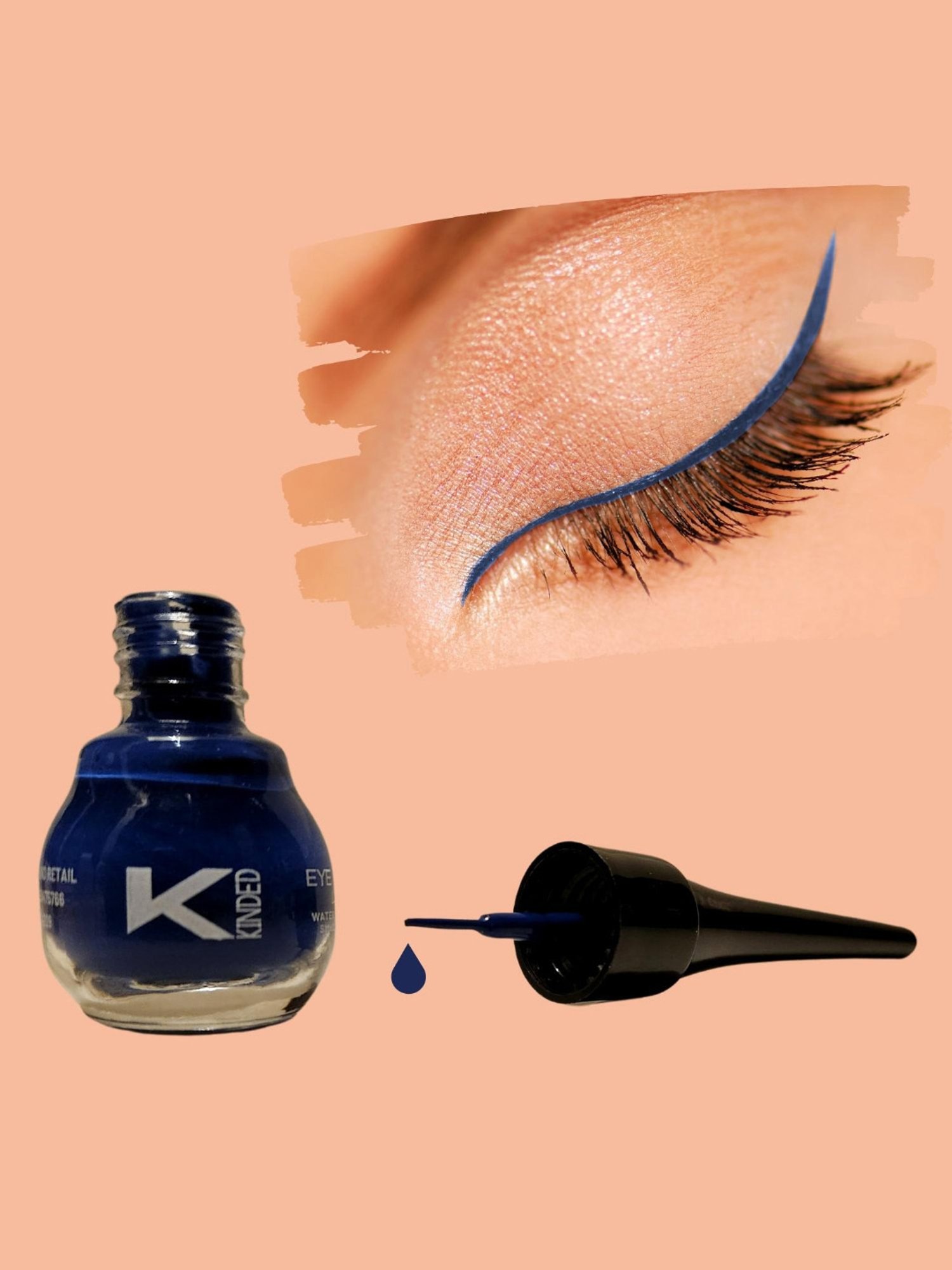 KINDED Liquid Eye Liner Midnight Black, Royal Blue & White Pearl Combo