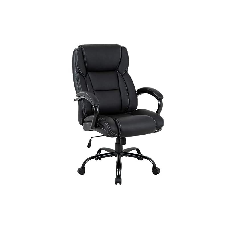 and Tall Office Chair 500lbs Cheap Desk Chair Ergonomic Computer Chair High Back PU Executive Chair with Lumbar Support Headrest Swivel Chair for Women Men Adults,Black