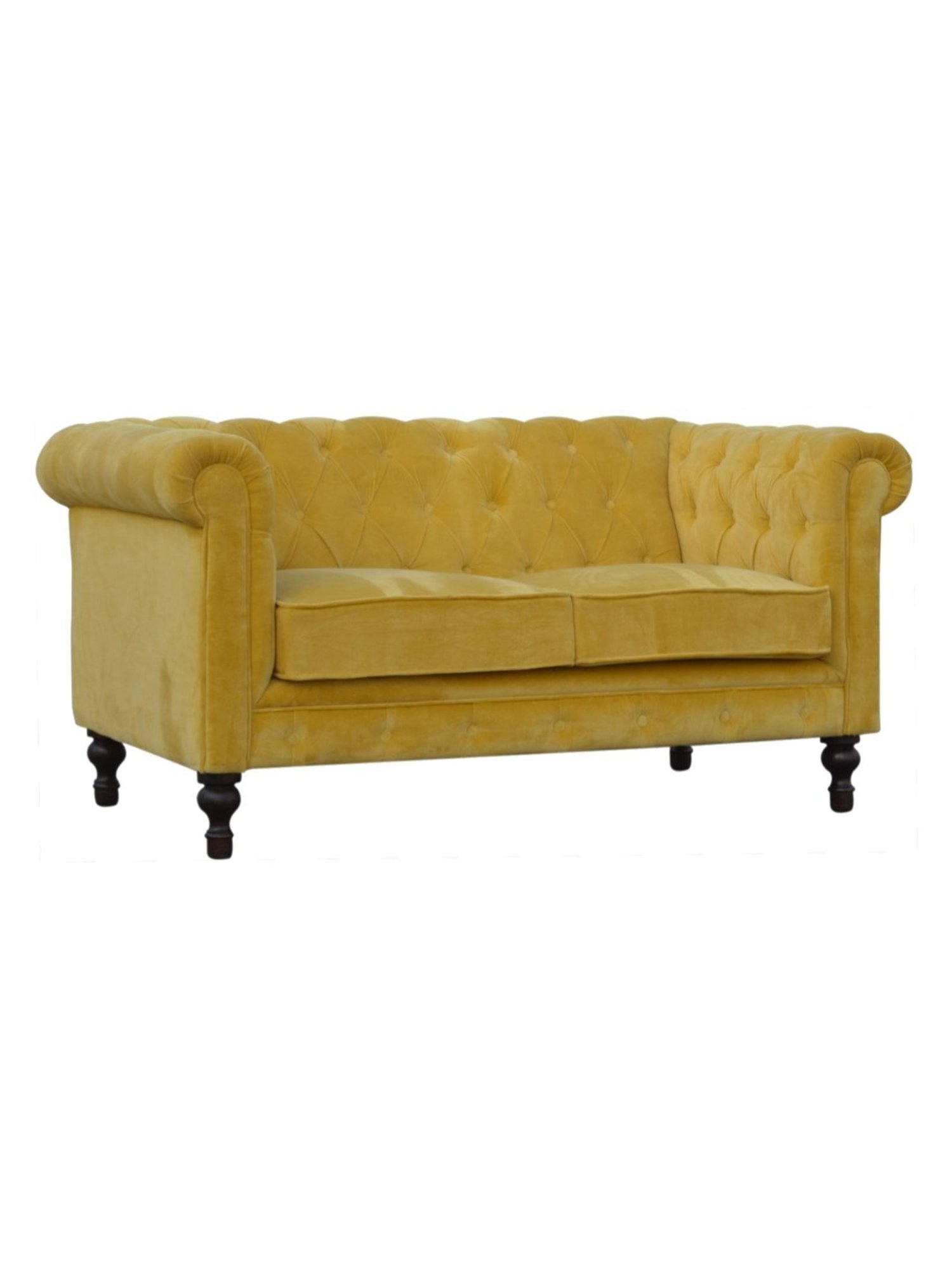 Artisan Furniture Chesterfield Quilted Yellow Wood 2 Seater Sofa