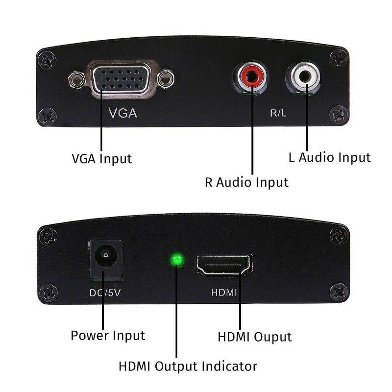 VGA to HDMI Converter VGA + R / L to HDMI VGA to HDMI 1080p with Audio HD Audio AV Adapter Connector For Projector PC Laptop to HDTV