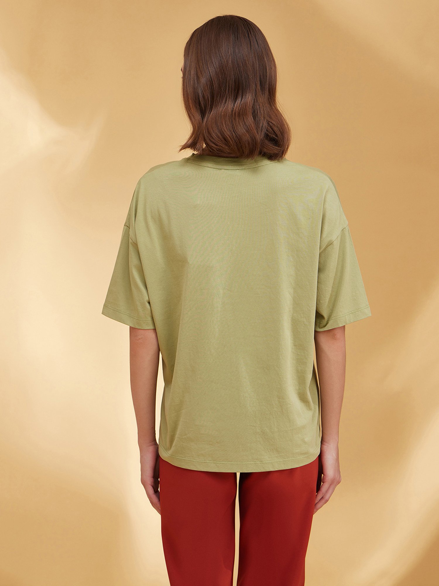 Kazo Olive Printed Oversized T-Shirt
