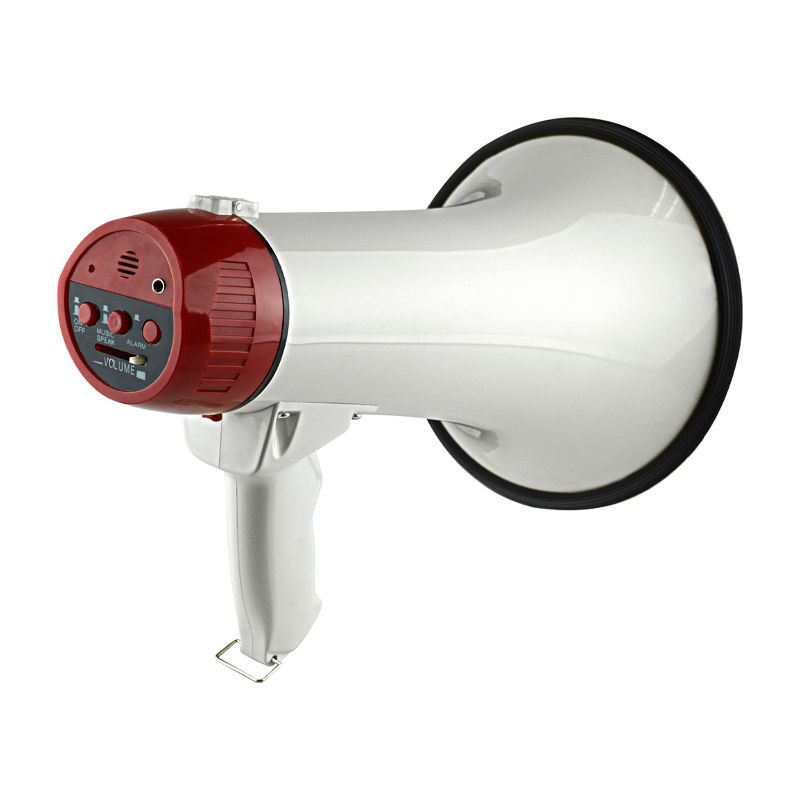 Nippon America SK-33S Handheld Power Megaphone Bullhorn Speaker with Built-In Siren, Volume Controls, Handle, 30 Watts, and 400 Meter Range (White)